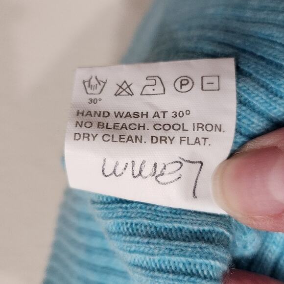 Walter Genuin Cable Knitted Ribbed Sleeveless V-Neck Sweater Blue Size M - Picture 8 of 9